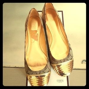Coach Sine Flats, Khaki/Gold